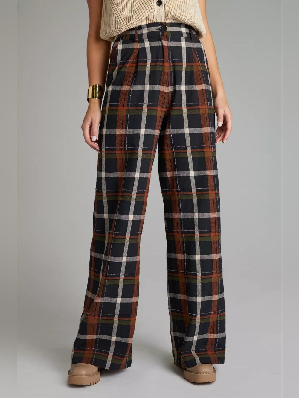 FRNCH Straight Plaid Pants - Picture 6 of 7